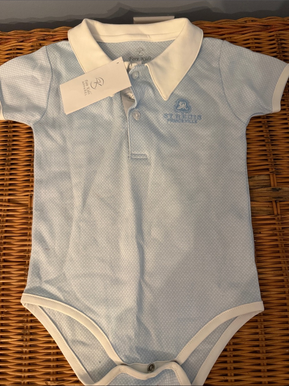 NWT Light Blue Polo-Style Baby Bodysuit